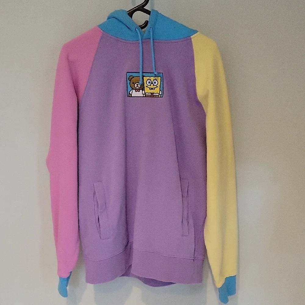 Teddy Fresh Spongebob Pink and Purple Color Block Hoodie Size Large